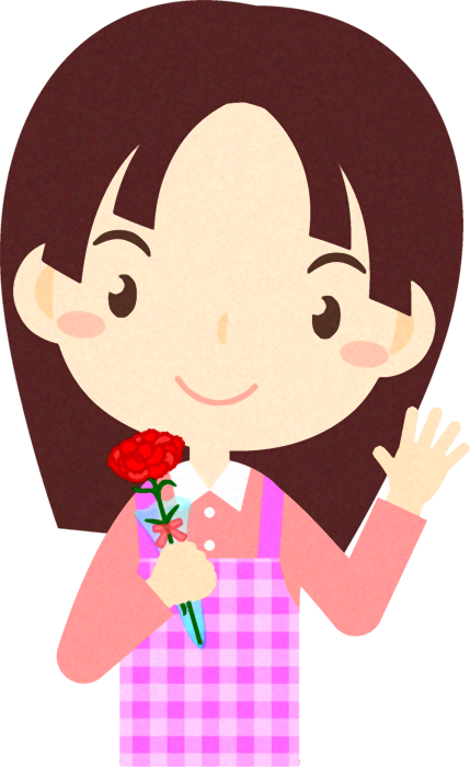 カーネーションを貰ったお母さんのイラスト3