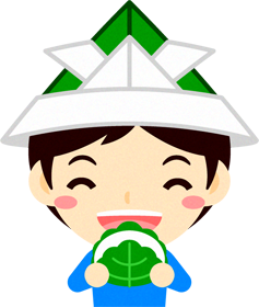 柏餅と男の子イラスト/紙兜