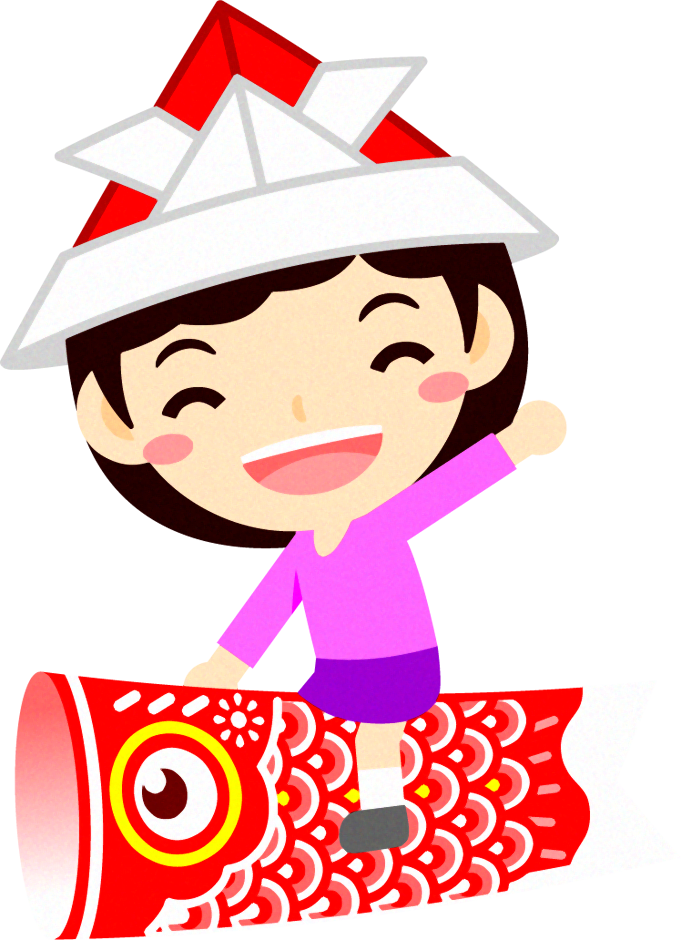 鯉のぼりに乗った子供のイラスト/女の子