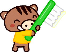 歯ブラシを持ったイノシシのイラスト