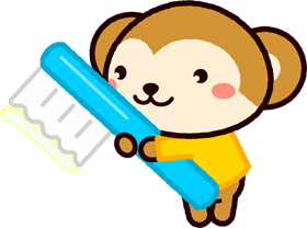 歯ブラシを持ったサルのイラスト