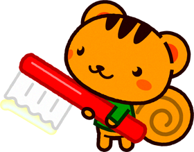 歯ブラシを持ったリスのイラスト