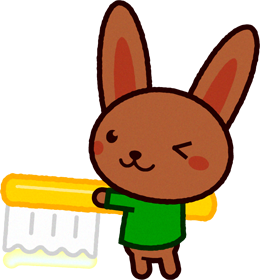 歯ブラシを持った野ウサギのイラスト