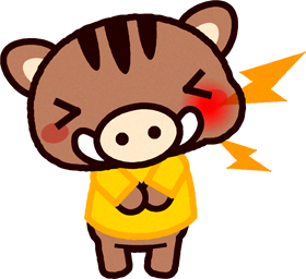むし歯になったイノシシのイラスト