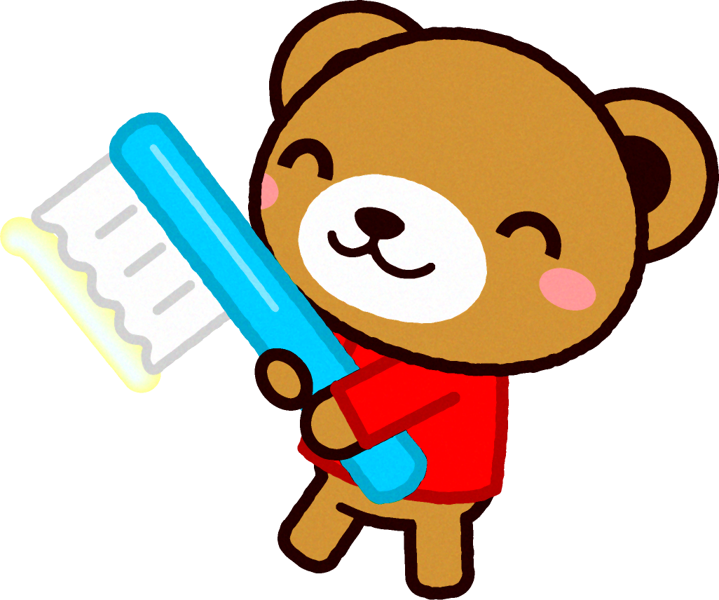 歯ブラシを持ったクマのイラスト