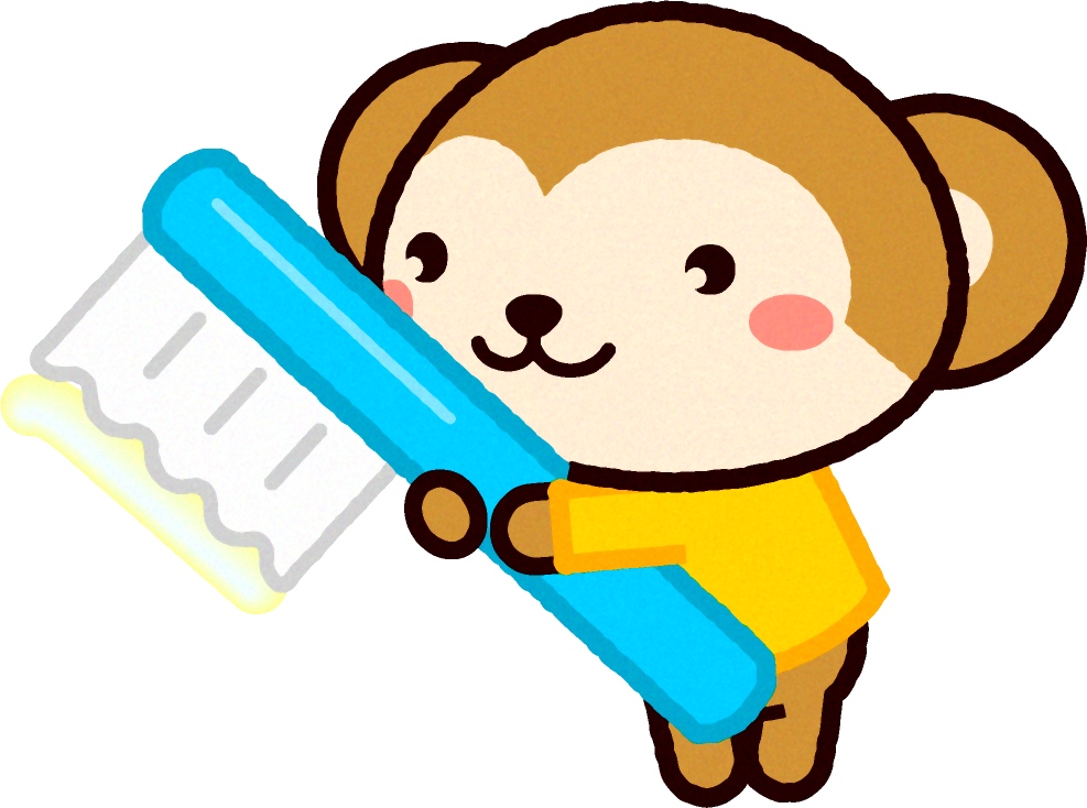 歯ブラシを持ったサルのイラスト