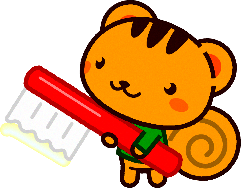 歯ブラシを持ったリスのイラスト