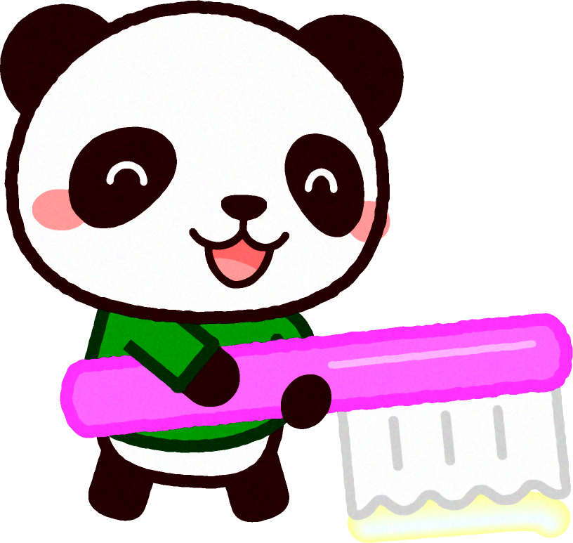 歯ブラシを持ったパンダのイラスト