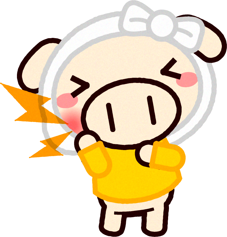 むし歯になったブタのイラスト