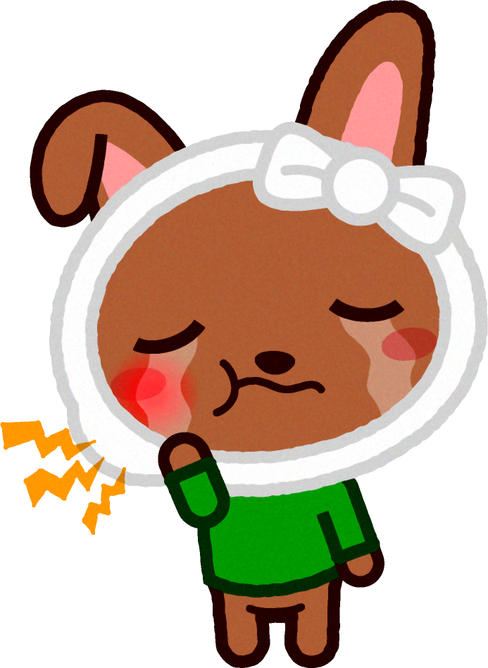 むし歯になった野ウサギのイラスト