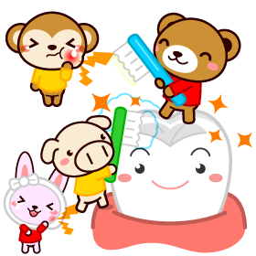 むし歯予防と動物イラスト