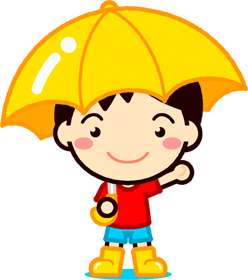 傘を差している男の子イラスト