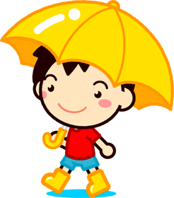 傘を差して歩く男の子イラスト