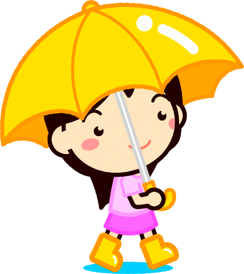 傘を差して歩く女の子イラスト