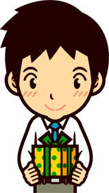 プレゼントを持ったお父さんのイラスト