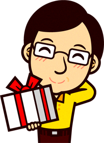 プレゼントを持ったお父さんのイラスト2