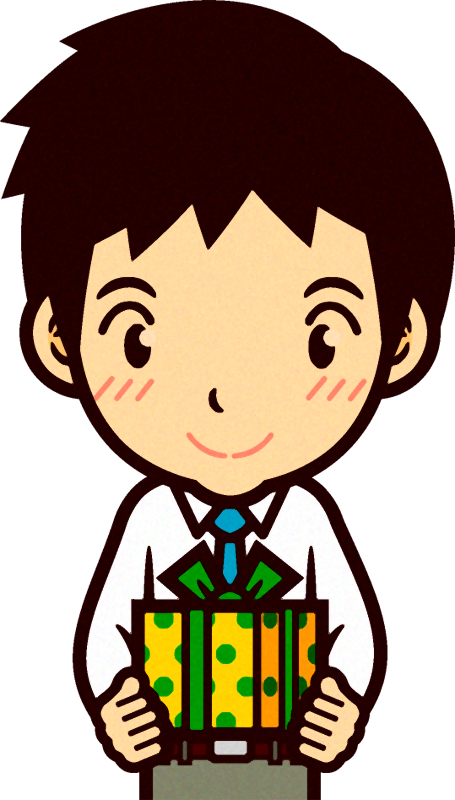 プレゼントを持ったお父さんのイラスト