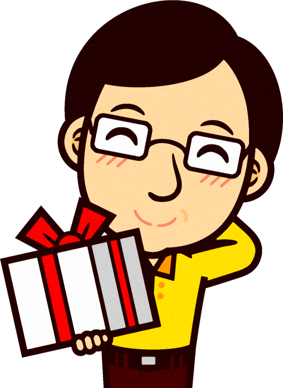 プレゼントを持ったお父さんのイラスト2