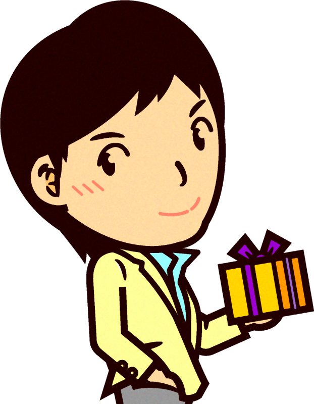 プレゼントを持ったお父さんのイラスト6