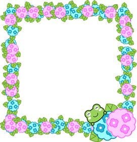 カエルと紫陽花のフレームイラスト