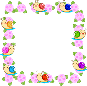 カタツムリと紫陽花のフレームイラスト