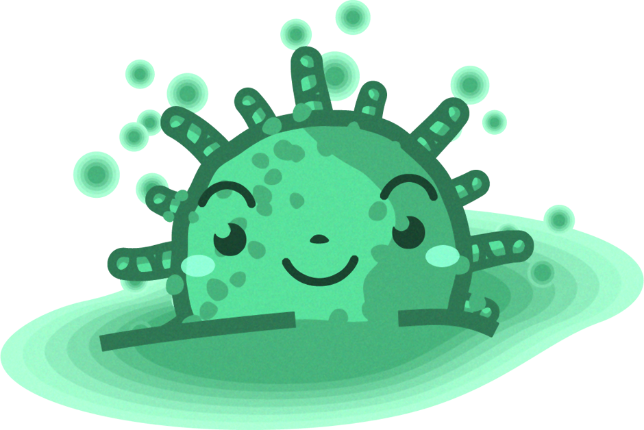 アオカビのイラスト/根をはる