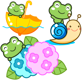 6月とカエルのイラスト