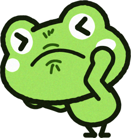 頭を抱えるカエルのイラスト