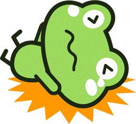 転んだカエルのイラスト