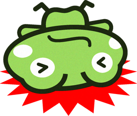 頭を強打したカエルのイラスト