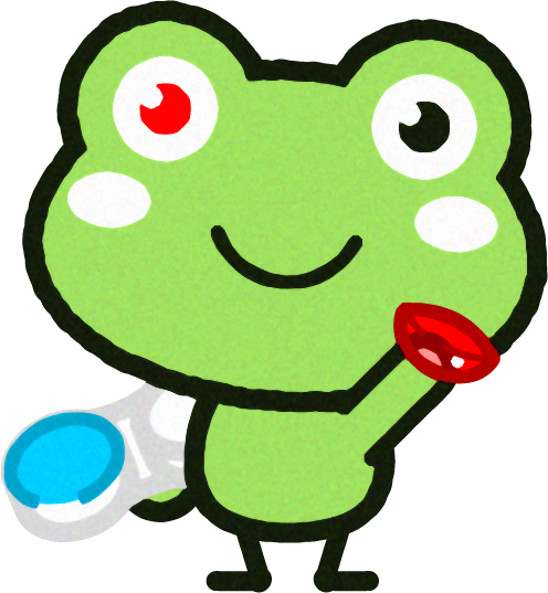 カラーコンタクトを入れて目の色を変えるカエルのイラスト