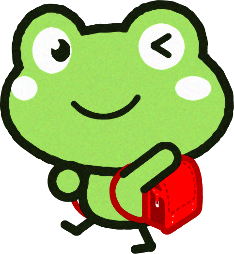 学校から帰るカエルのイラスト