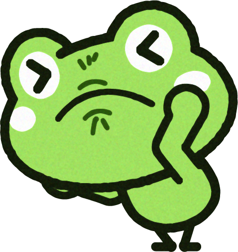 頭を抱えるカエルのイラスト