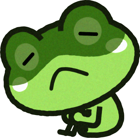 体育座りでしょげかえるカエルのイラスト