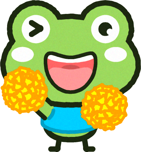 応援するカエルのイラスト/ポンポン