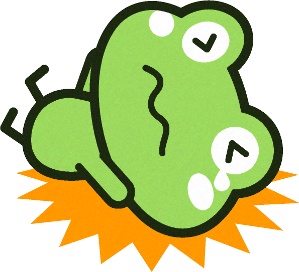 転んだカエルのイラスト