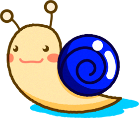カタツムリのイラスト/青色