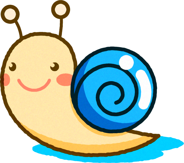 カタツムリのイラスト/水色