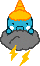 雷雲に乗る青鬼のイラスト