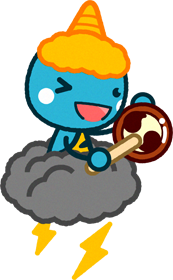 雷雲に乗る青鬼のイラスト/雷太鼓2