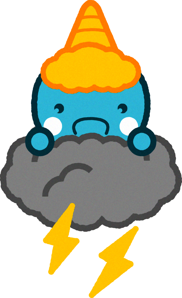雷雲に乗る青鬼のイラスト