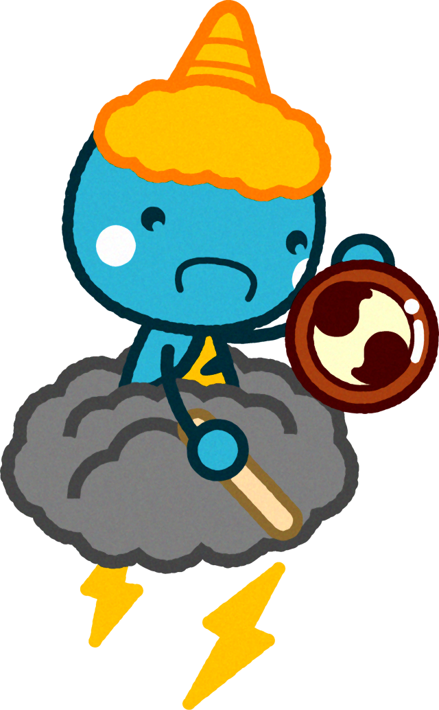 雷雲に乗る青鬼のイラスト/雷太鼓