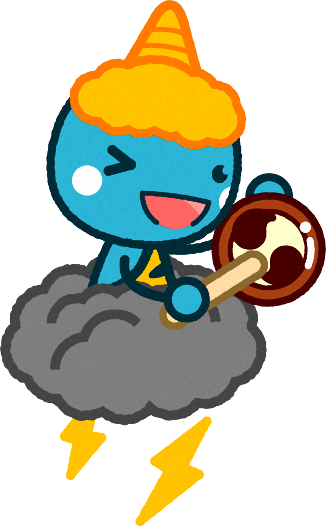 雷雲に乗る青鬼のイラスト/雷太鼓2