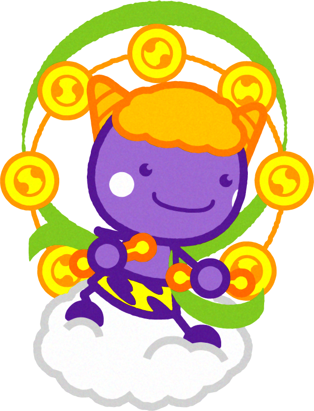 雲に乗る紫鬼のイラスト