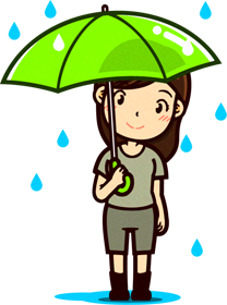 傘を差す人のイラスト/女性