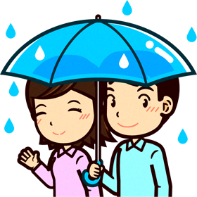 傘を差す人のイラスト/相合傘・男女
