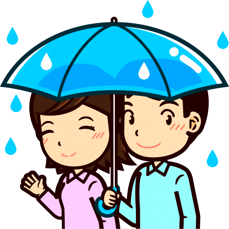 傘を差す人のイラスト/相合傘・男女