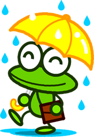 傘を差したカエルのイラスト