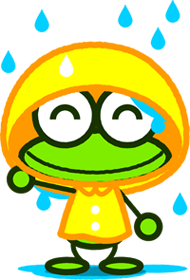 レインコートを着たカエルのイラスト