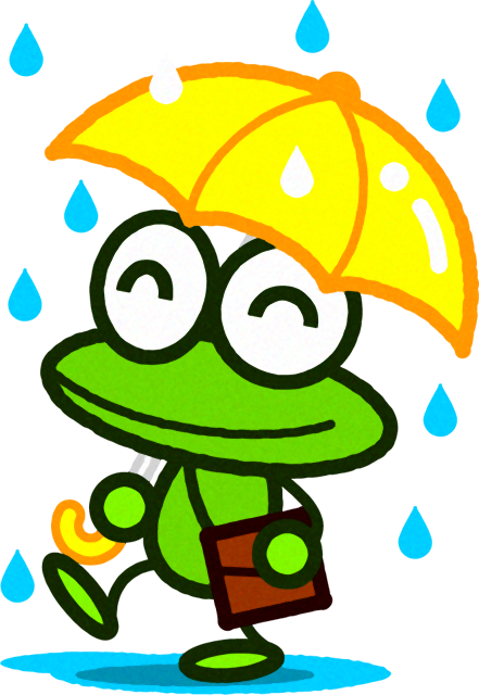傘を差したカエルのイラスト